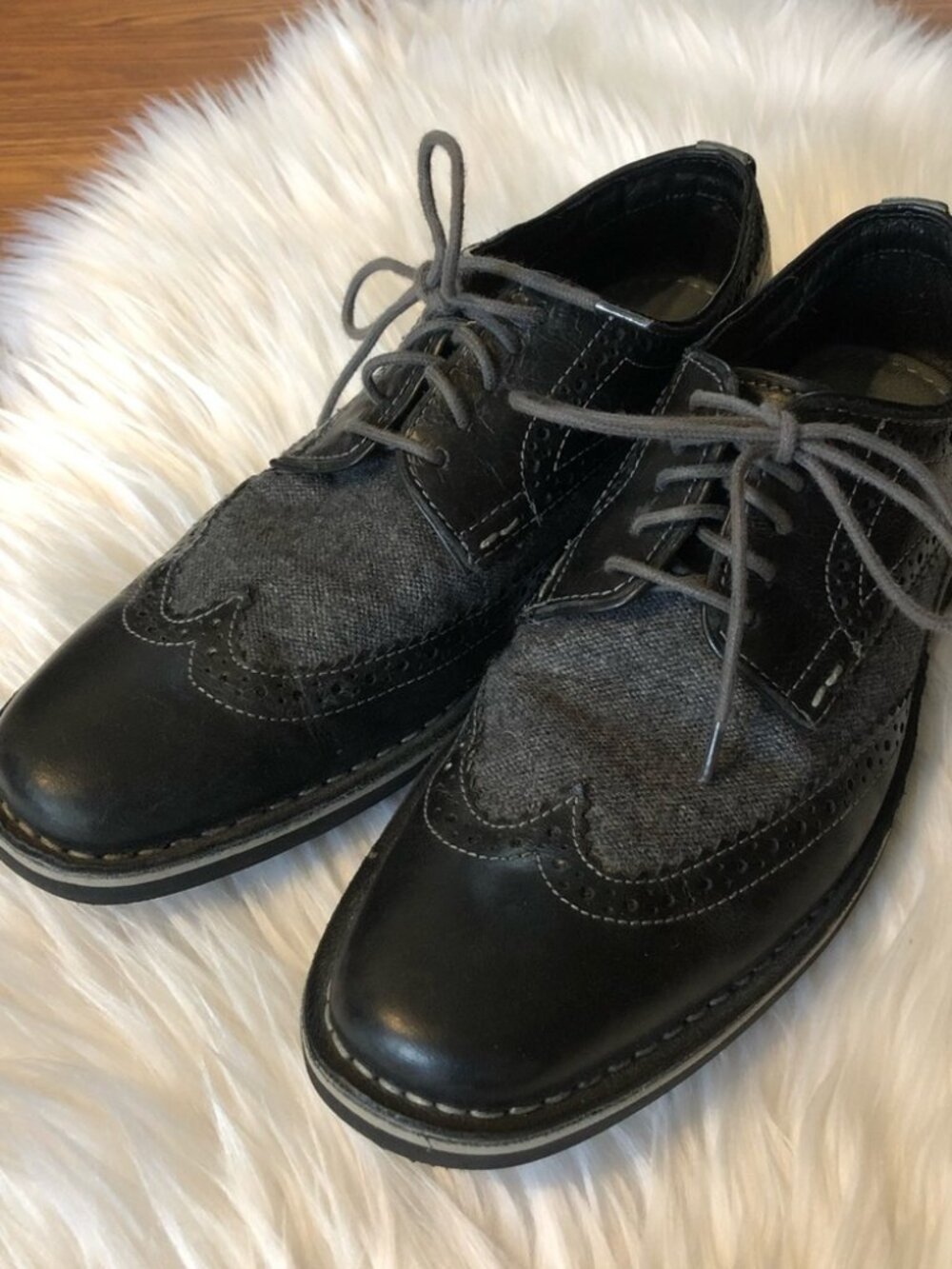 Steve Madden Shoes Marcor Black Gray Leather 8.5